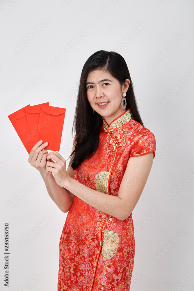 woman and take Red envelopes woman and take Red envelopes
