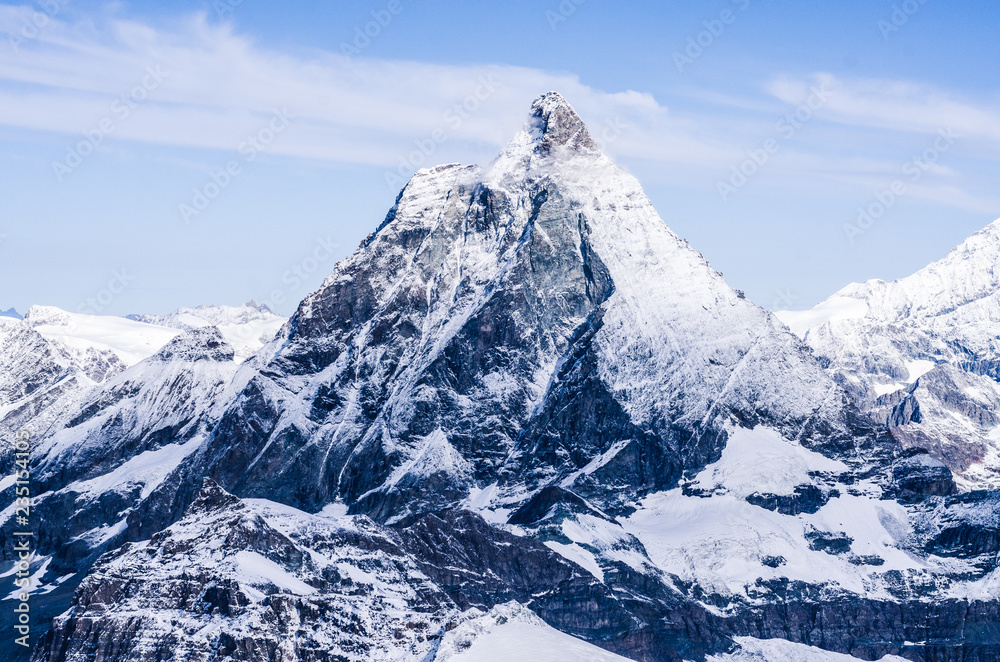 Matterhorn peak in Swiss Alps, snow