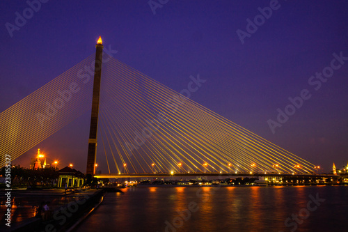 Tensile structure at Rama 8 Bridge Bangkok Thailand, across Chaophraya river