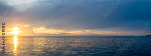 Panoramic view of sunset sea