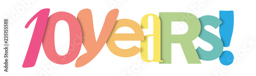 10 YEARS colorful overlapping letters icon