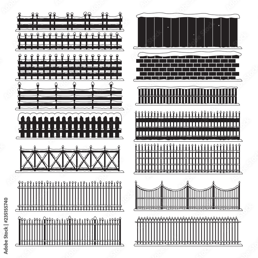 Fences under snow illustration. Vector. Fences under snow illustration. Vector.