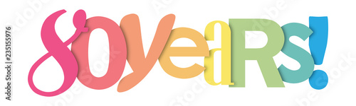 80 YEARS colorful overlapping letters icon