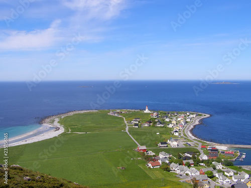 View from the mountain to the village Alnes.