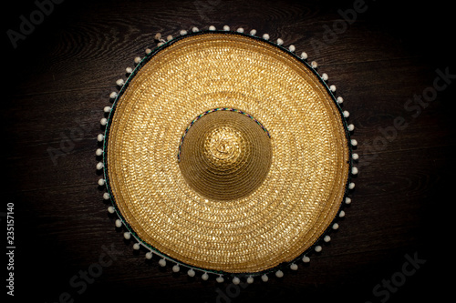Sombrero on a dark background, top view.