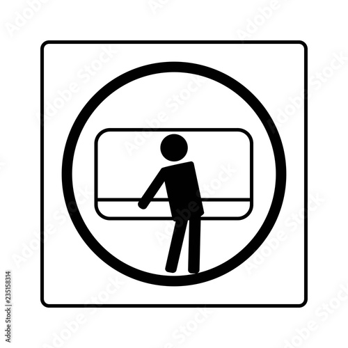 Sign do not stick your head out of the window. Black on white background