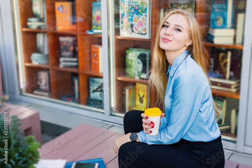 Modern young woman in a big city