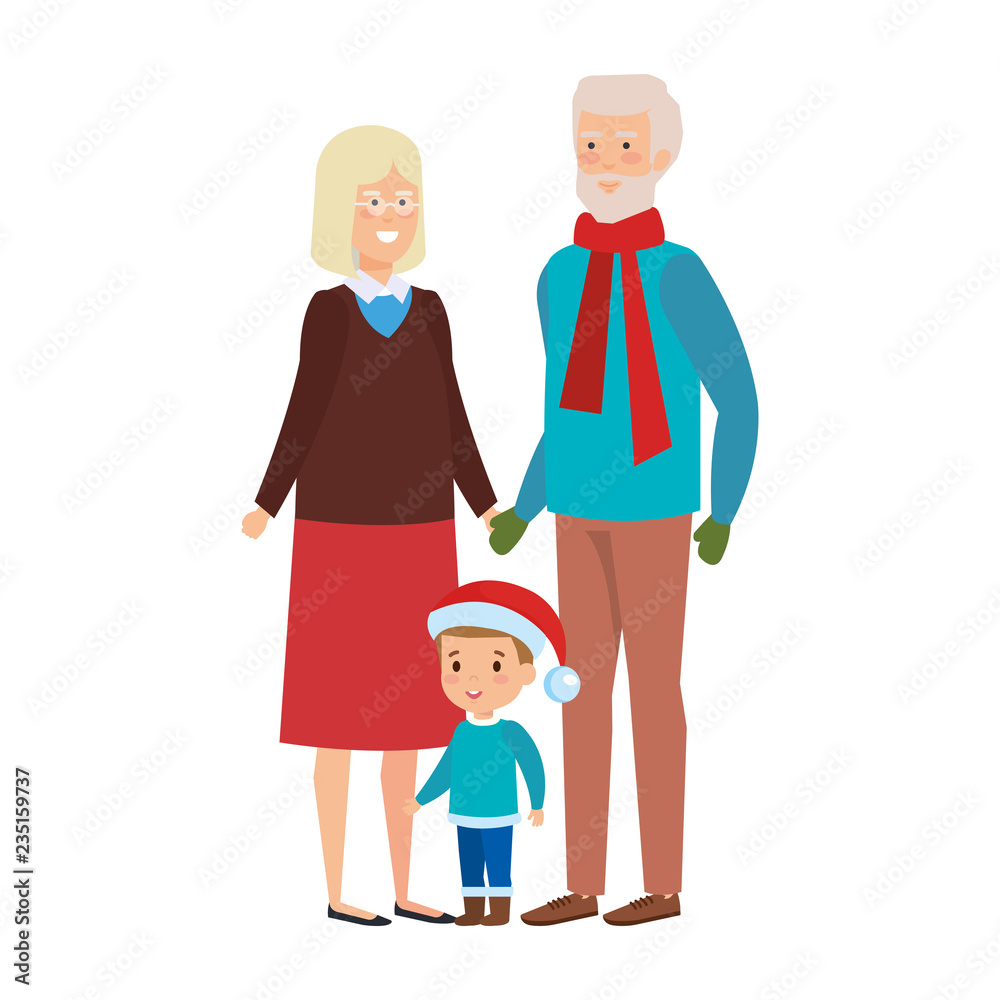 grandparents couple with grandson