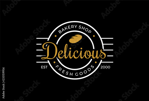 Badge delicious bakery logo design inspiration