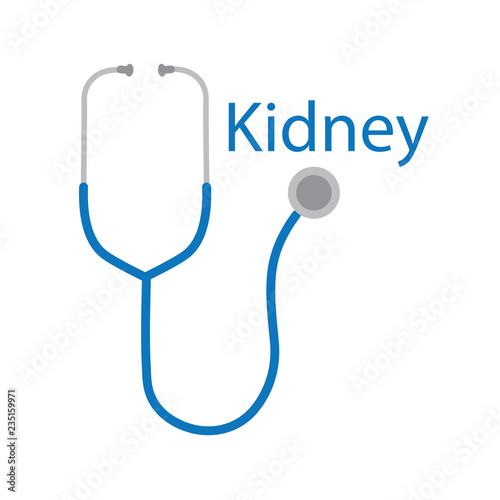 kidney word and stethoscope icon- vector illustration