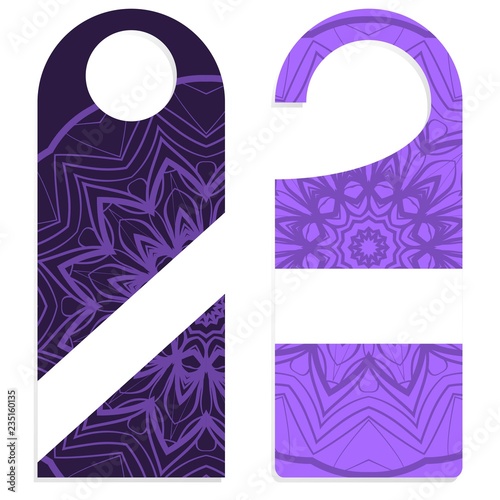 Door hanger with special mandala design. Vector illustration. For hotel, sale