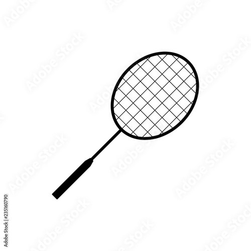 Icon badminton. Badminton racket. Icon black on a white background. Sports equipment. Vector illustration.