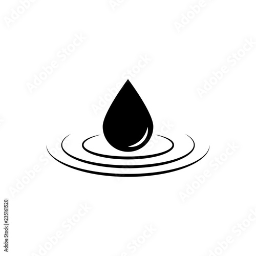 Black drop vector icon or rain icon isolated on white background