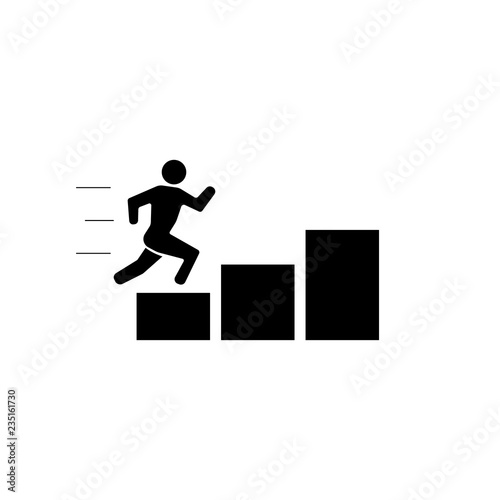 climbing up the stairs stickman figure person people human pictogram image vector icon