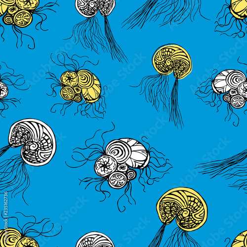 Seamless background of decorative protozoans
