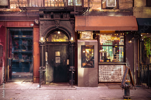 Canvas Print Storefronts from old New York City building exterior