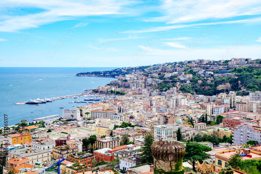 Beautiful panoramic view over the city and Gulf of Naples from Vomero