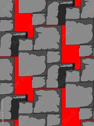 Hand-drawn seamless pattern of masonry in the space of colored background.