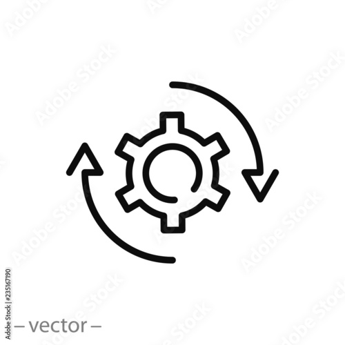 gear rotation icon, workflow line sign on white background - editable vector illustration eps10