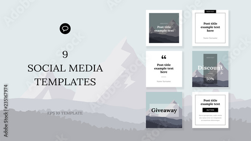 Square web banners for social media. Post layout templates.