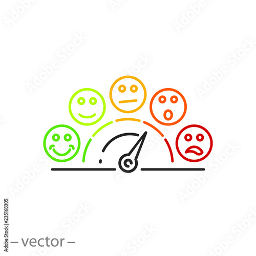 rating scale icon, customer satisfaction meter line sign on white background - editable vector illustration eps10