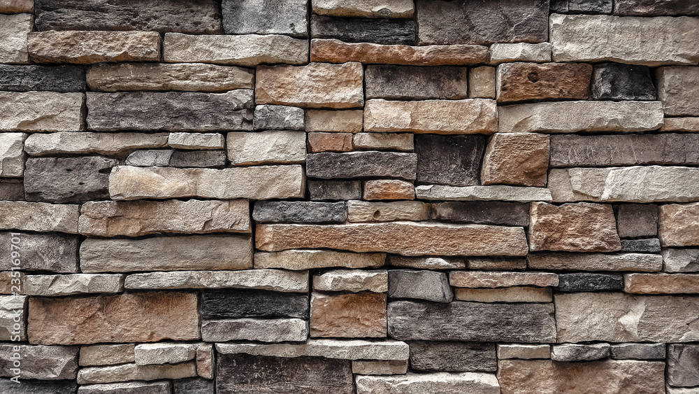 natural stone brick wall texture background - obrazy, fototapety, plakaty 