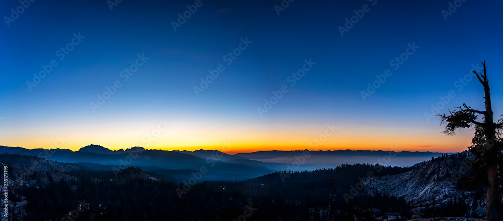 Morning in the Sierras, panorama, CA