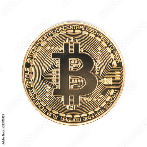 Golden bitcoin isolated