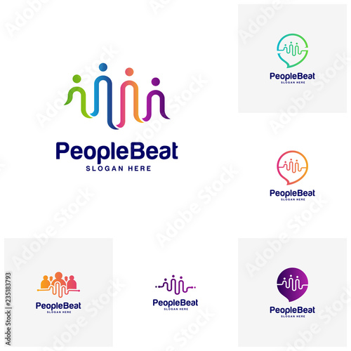 Set of Community logo template designs concepts vector illustration, People Beat logo concepts