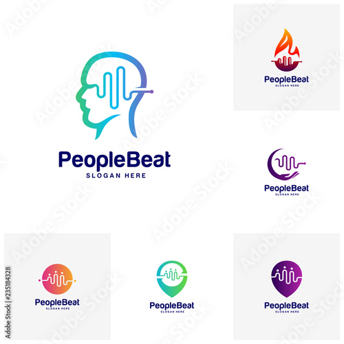 Set of Community logo template designs concepts vector illustration, People Beat logo concepts