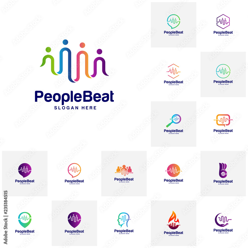 Set of Community logo template designs concepts vector illustration, People Beat logo concepts