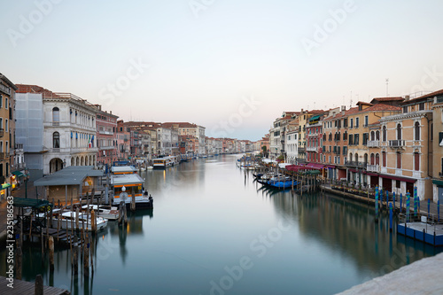 Grand Canal in the early morning  nobody in Venice  Italy