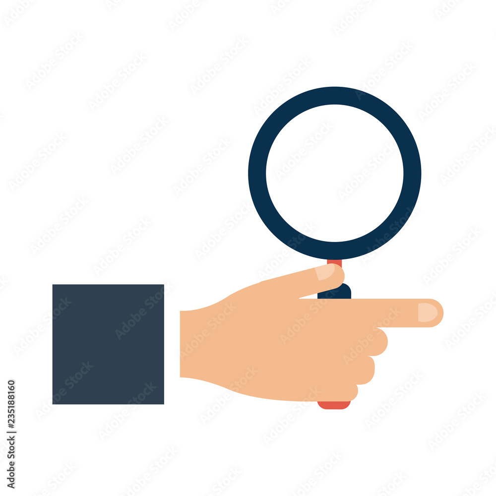 Hand holding magnifying glass