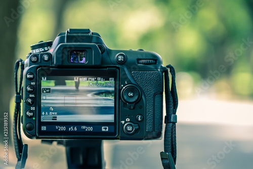 The camera on the Bokeh background in the morning