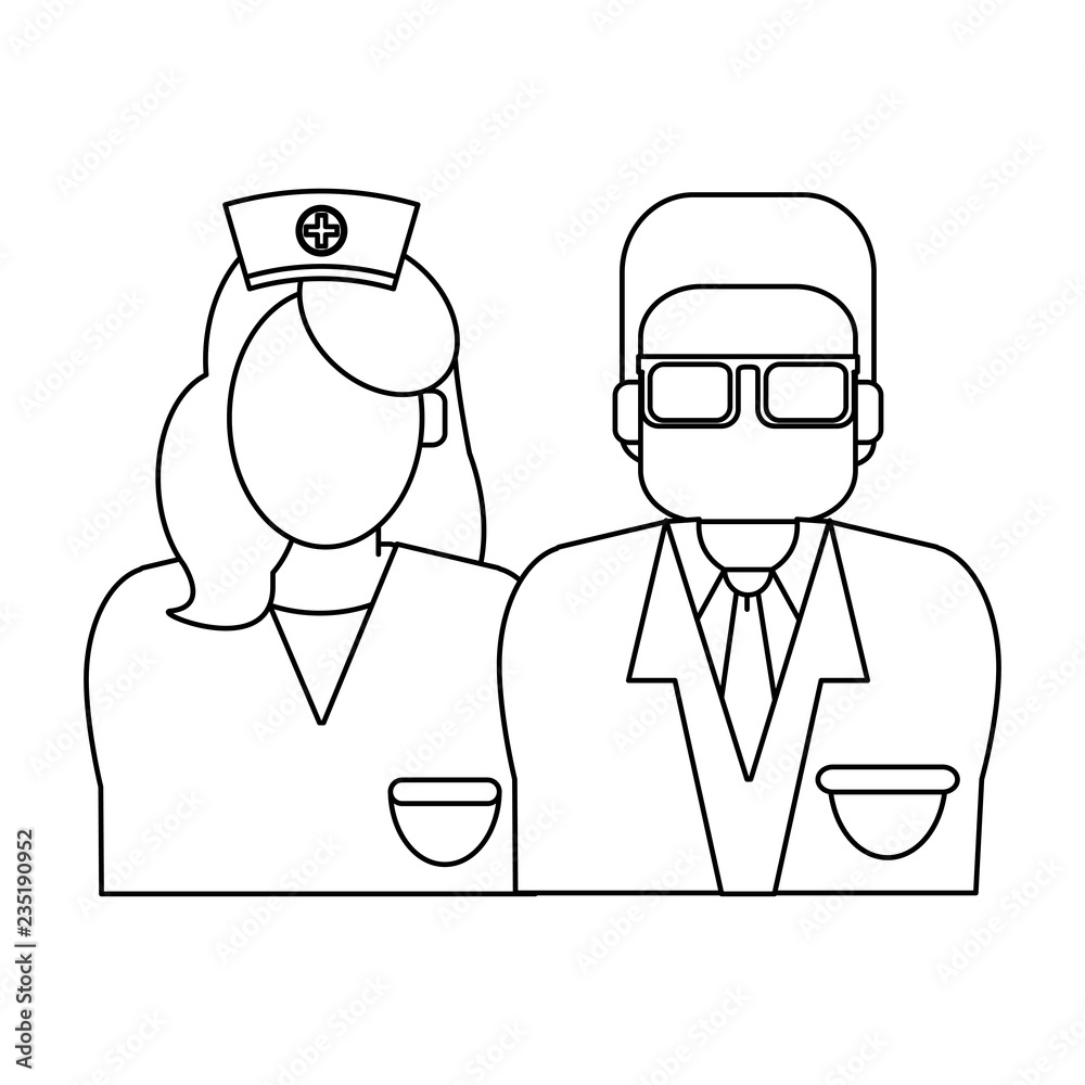 Medical teamwork avatar in black and white