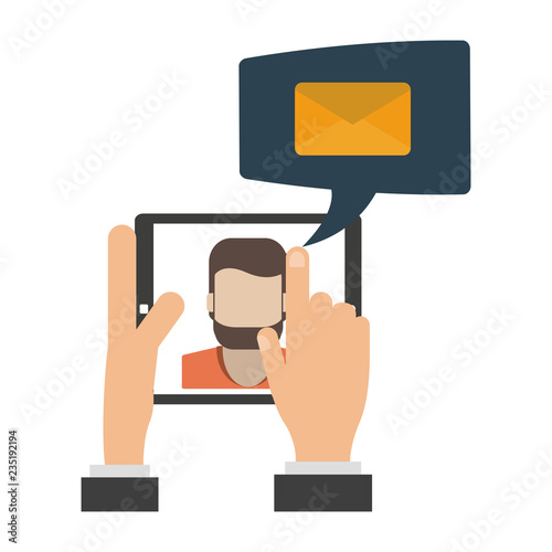 Hands using samrtphone for email sending
