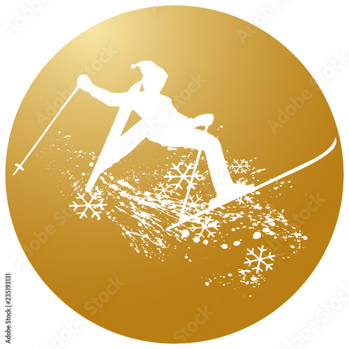 Goldener Button mit Skispringer