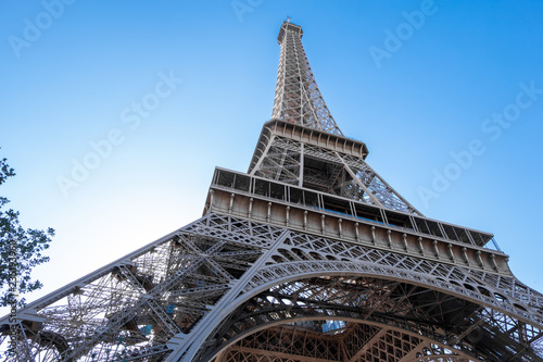 Wide angle view to Eiffel Tower from the buttom