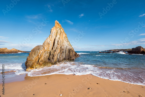 idyllic landscape in Mexota beach, Asturias, Spain. photo