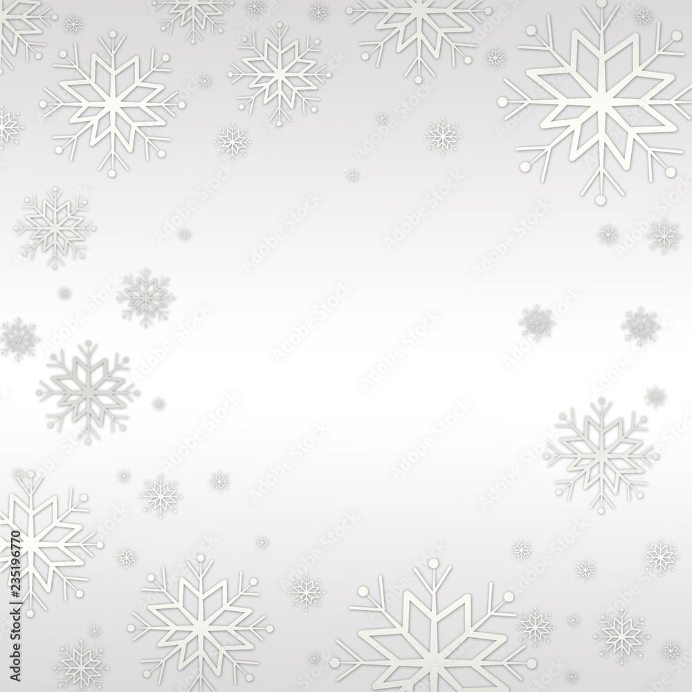 snowflakes and stars descending on background