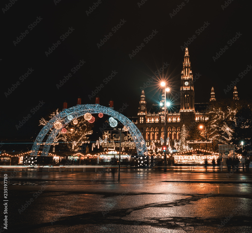 Vienna Christmas Market 2018 in Austria at Night