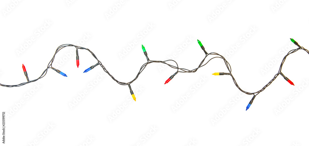 String of christmas lights isolated on white background With clipping path String of christmas lights isolated on white background With clipping path