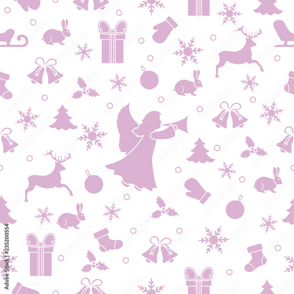 Happy New Year 2019 and Christmas seamless pattern