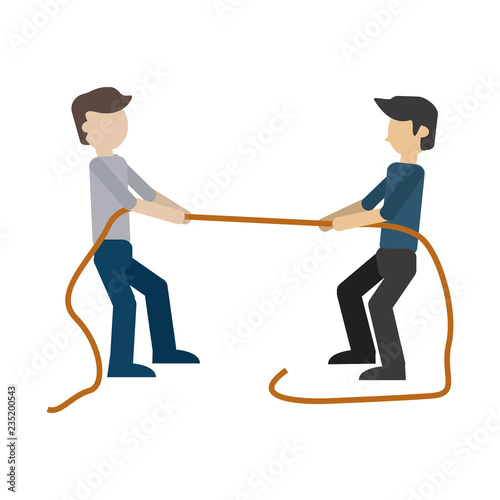 men pulling rope