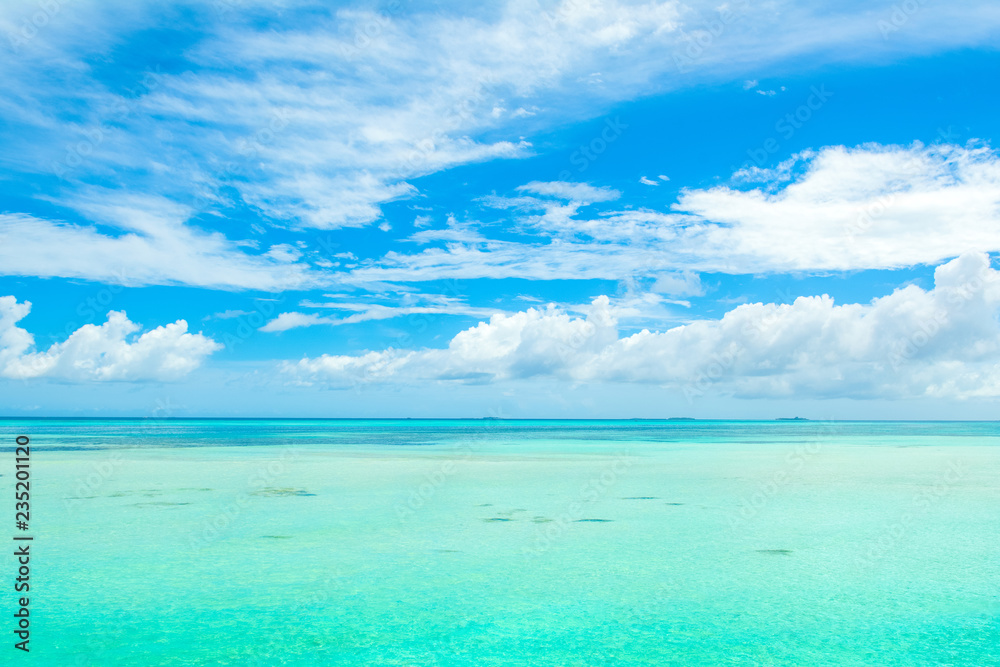 Obraz premium Beautiful landscape of clear turquoise Indian ocean, Maldives islands