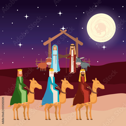wise kings in camels manger characters