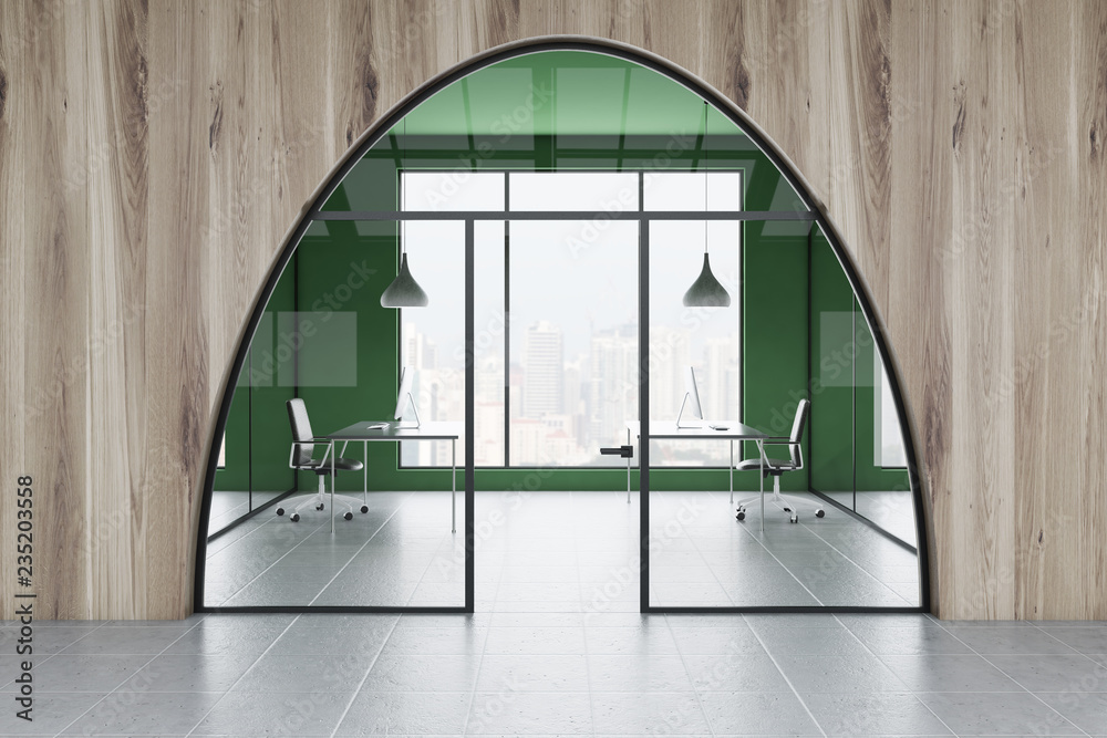 Obraz premium Wooden and green manager office