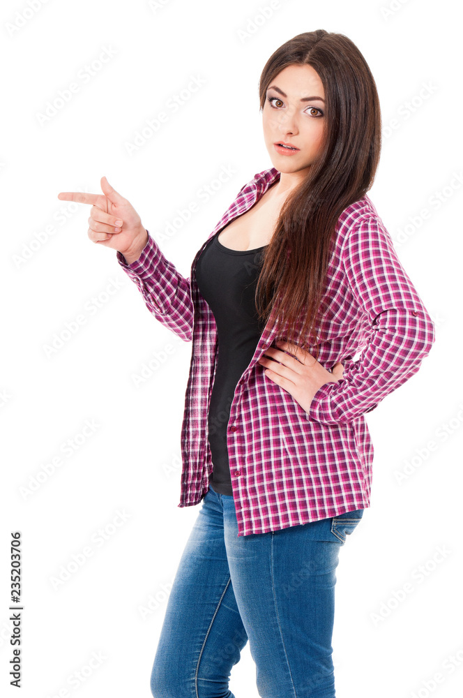 Portrait of a beautiful teen girl gesturing against isolated white background Portrait of a beautiful teen girl gesturing against isolated white background