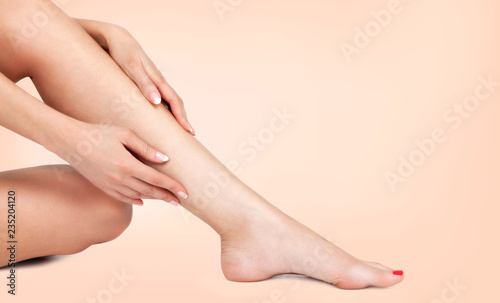 Beautiful female legs and hands  Skin care concept. Laser hair removal