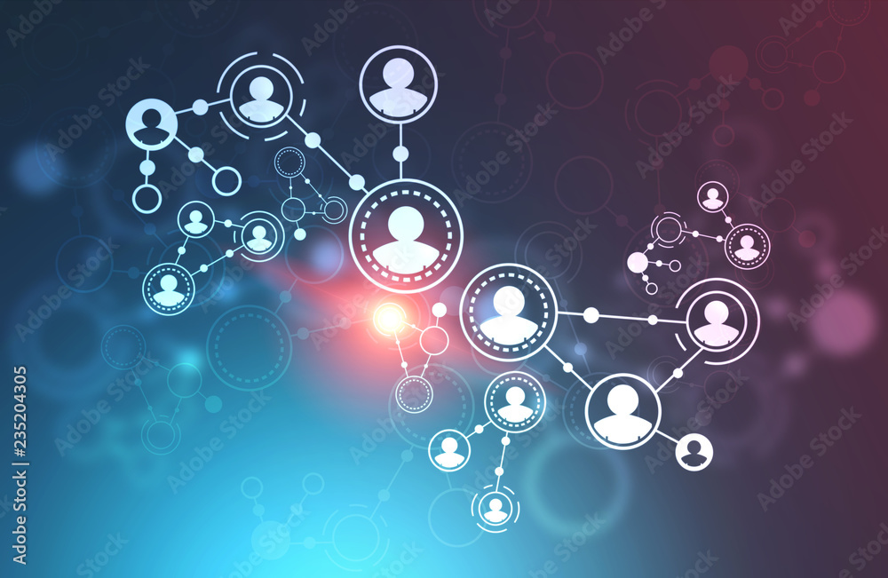 People network interface, red flare People network interface, red flare